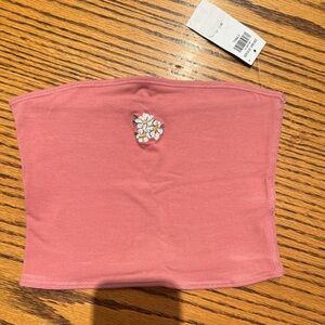 Hollister Pink Tube Top with Floral Embroidery